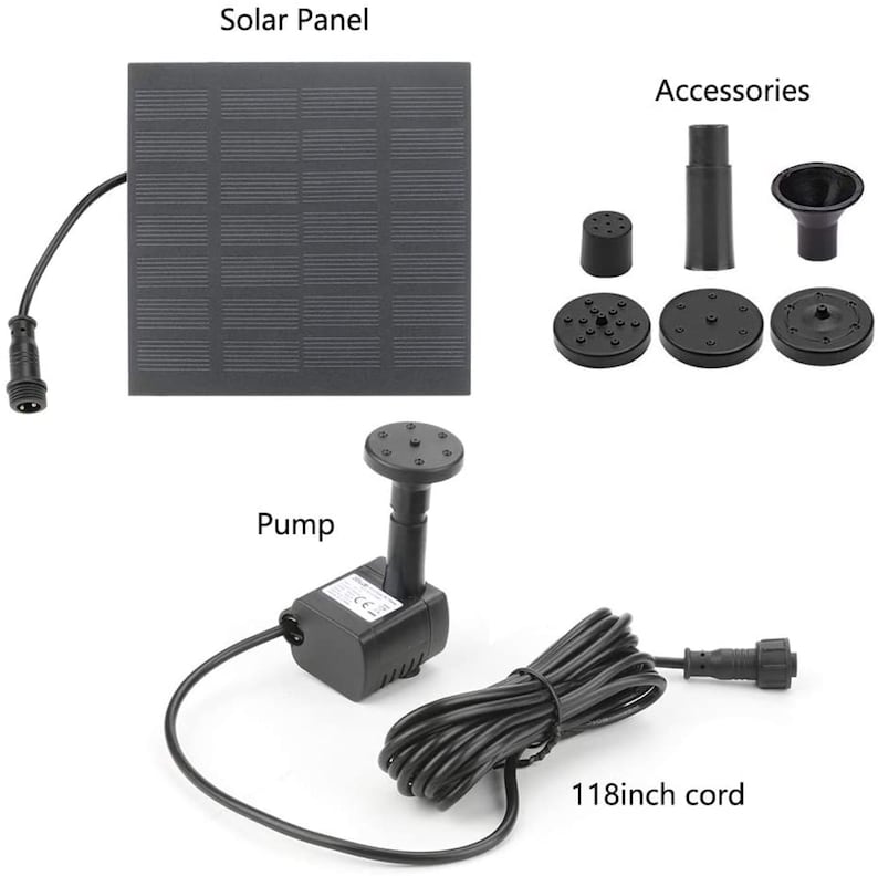 Solar Fountain Pump, 1.2W Free Standing Solar Water Fountain, Solar Powered Water Pump Kit for Bird Bath,Small Pond,Garden and Lawn