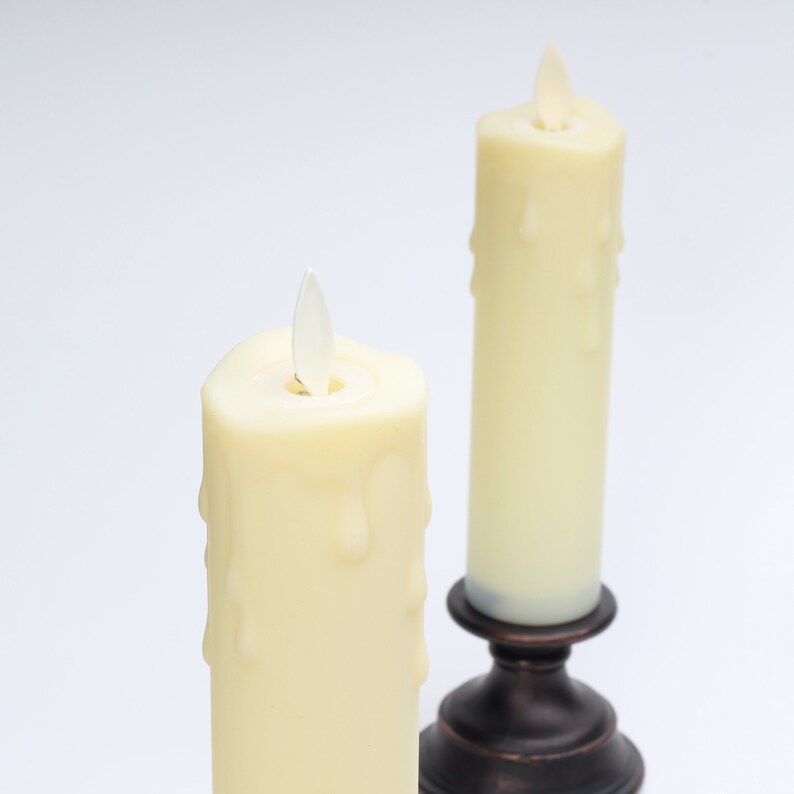 Wax Dripped Flickering Flameless Fake LED Taper Candle Batteries Powered Lighting 120+ Hrs, Candle Holders for Halloween,Xmas,Home Decor