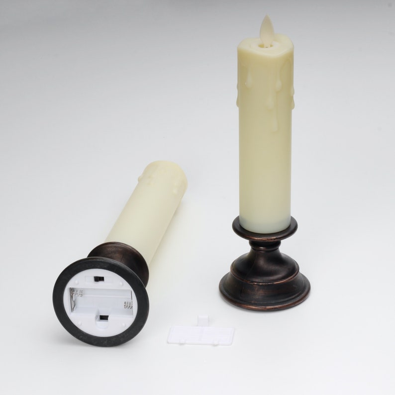 Wax Dripped Flickering Flameless Fake LED Taper Candle Batteries Powered Lighting 120+ Hrs, Candle Holders for Halloween,Xmas,Home Decor