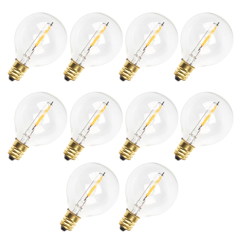 10x / 25x G40 LED String Lights Replacement Bulb E12 Screw Base Dimmable Warm White 2700K Retro Style Clear Glass Bulbs