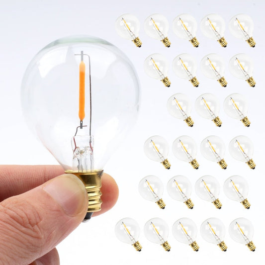 10x / 25x G40 LED String Lights Replacement Bulb E12 Screw Base Dimmable Warm White 2700K Retro Style Clear Glass Bulbs