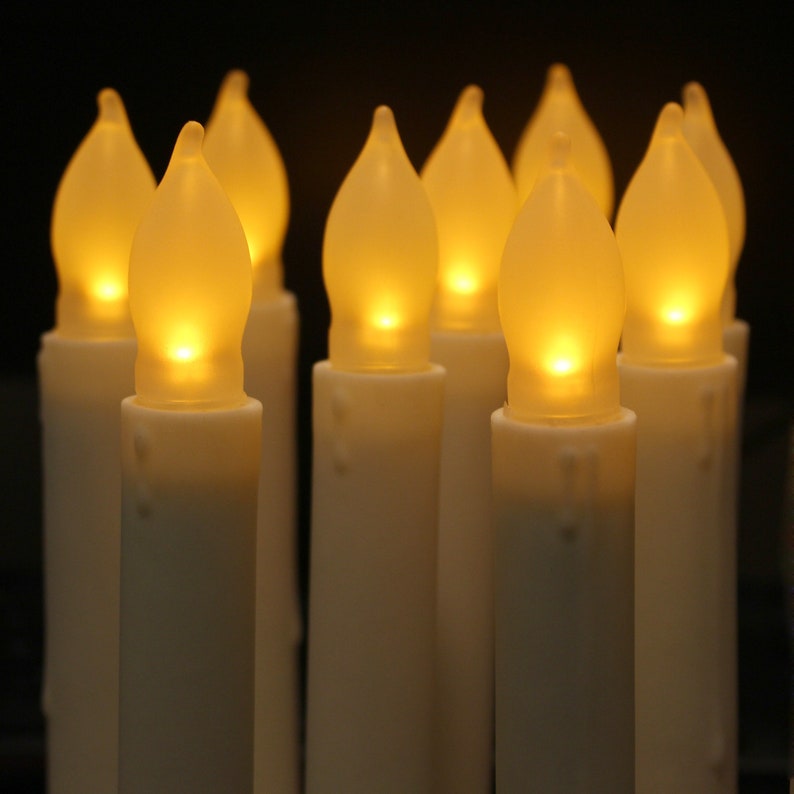 12PCS Flameless LED Taper Candles Lights, Battery Operated Candlesticks with Warm Yellow Flickering Flame, 6.5 Inches