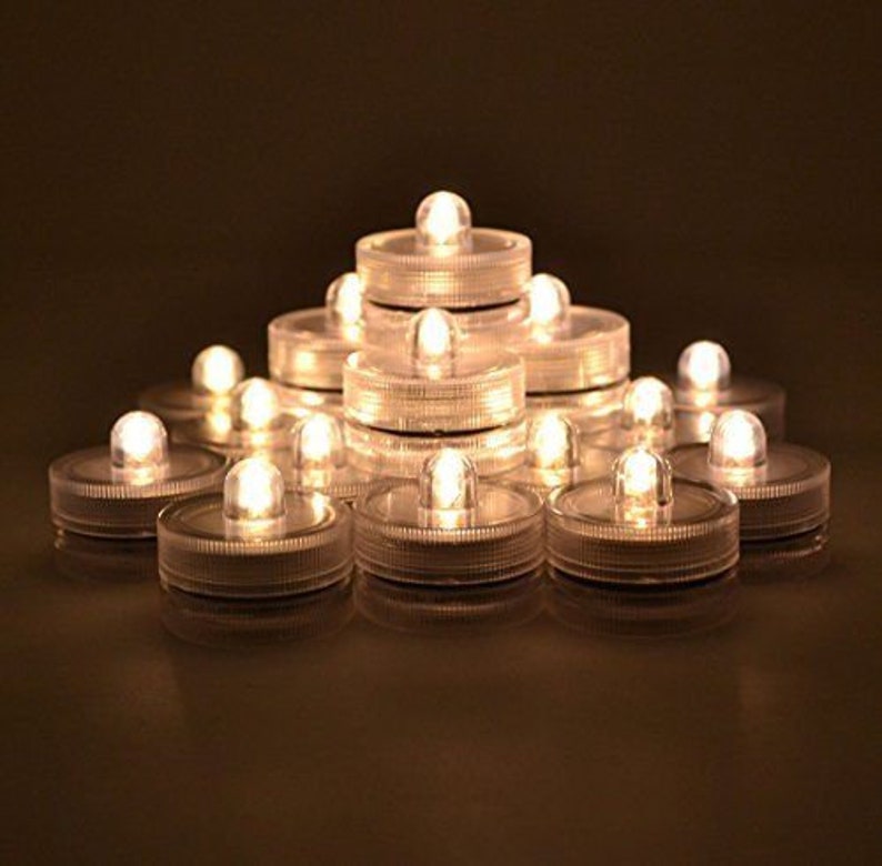 Pack of 12 Bright Battery Sub Led Underwater Submersible Waterproof Tea Light Candle for Wedding Party Xmas Decoration