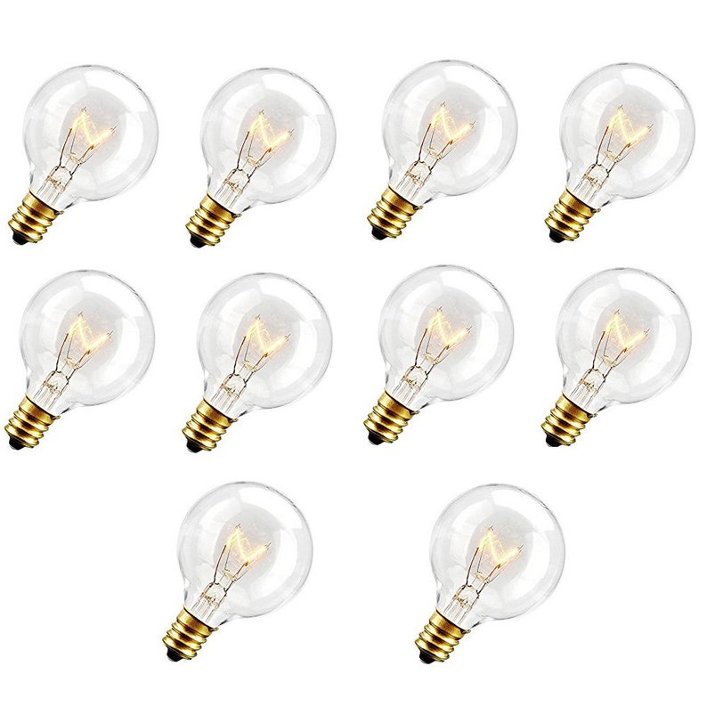 10-25 pcs Clear G40 Globe Bulbs With Candelabra Screw Base, E12 Candelabra Base Light Glass Bulbs, Warm White