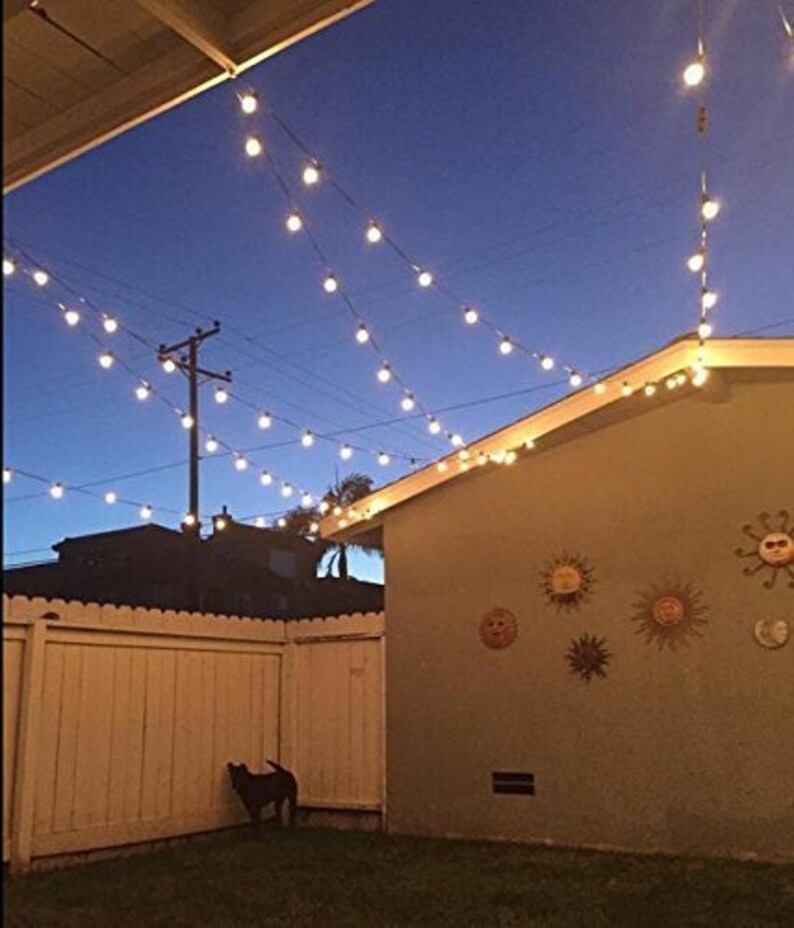 25Ft (760cm) G40 Globe String Lights with Clear Bulbs Connectable, Waterproof, Indoor/Outdoor Backyard Bistro Pergola Party Decor