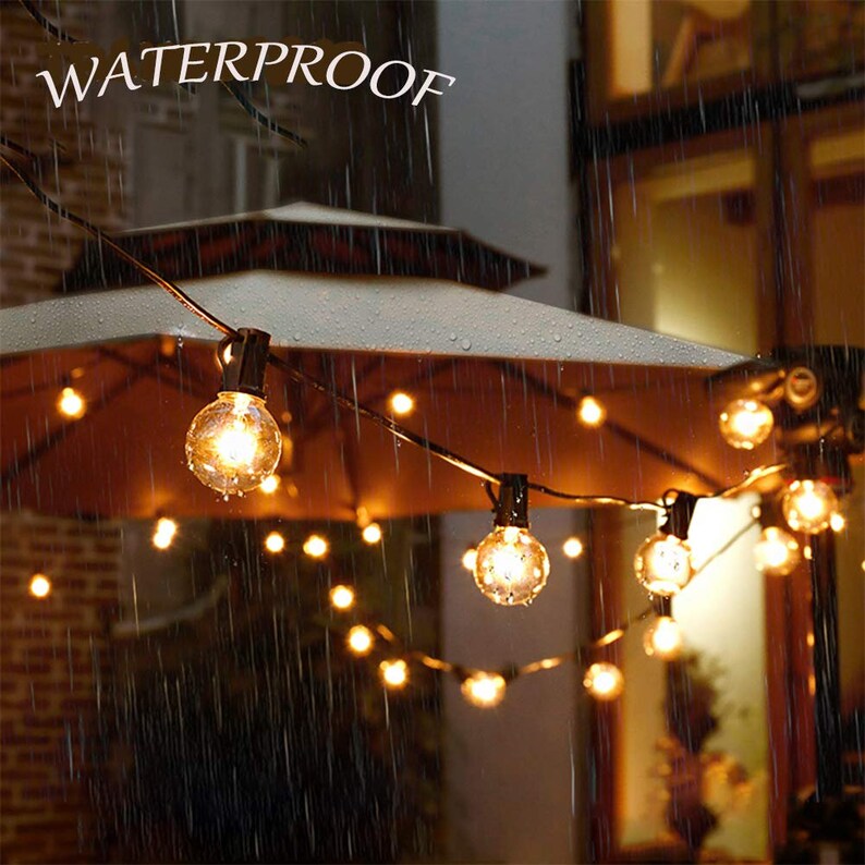 25Ft (760cm) G40 Globe String Lights with Clear Bulbs Connectable, Waterproof, Indoor/Outdoor Backyard Bistro Pergola Party Decor