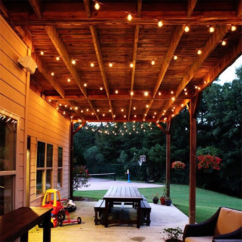 25Ft (760cm) G40 Globe String Lights with Clear Bulbs Connectable, Waterproof, Indoor/Outdoor Backyard Bistro Pergola Party Decor