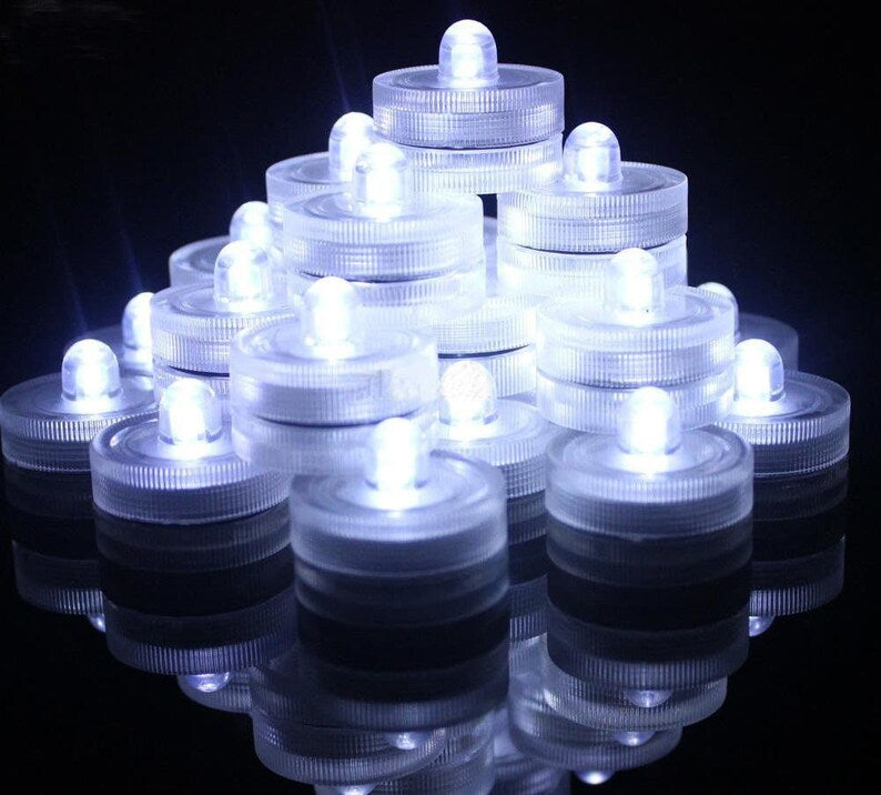 Pack of 12 Bright Battery Sub Led Underwater Submersible Waterproof Tea Light Candle for Wedding Party Xmas Decoration