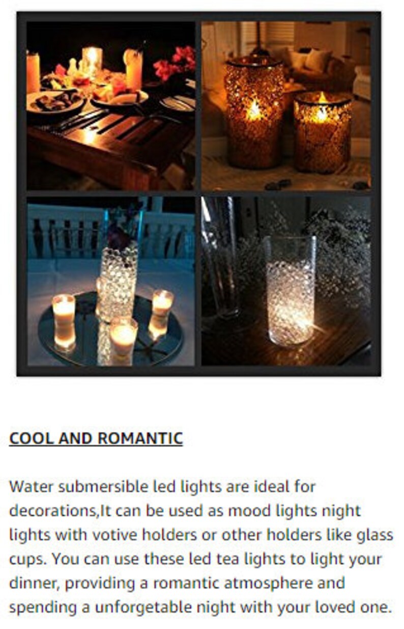 Pack of 12 Bright Battery Sub Led Underwater Submersible Waterproof Tea Light Candle for Wedding Party Xmas Decoration