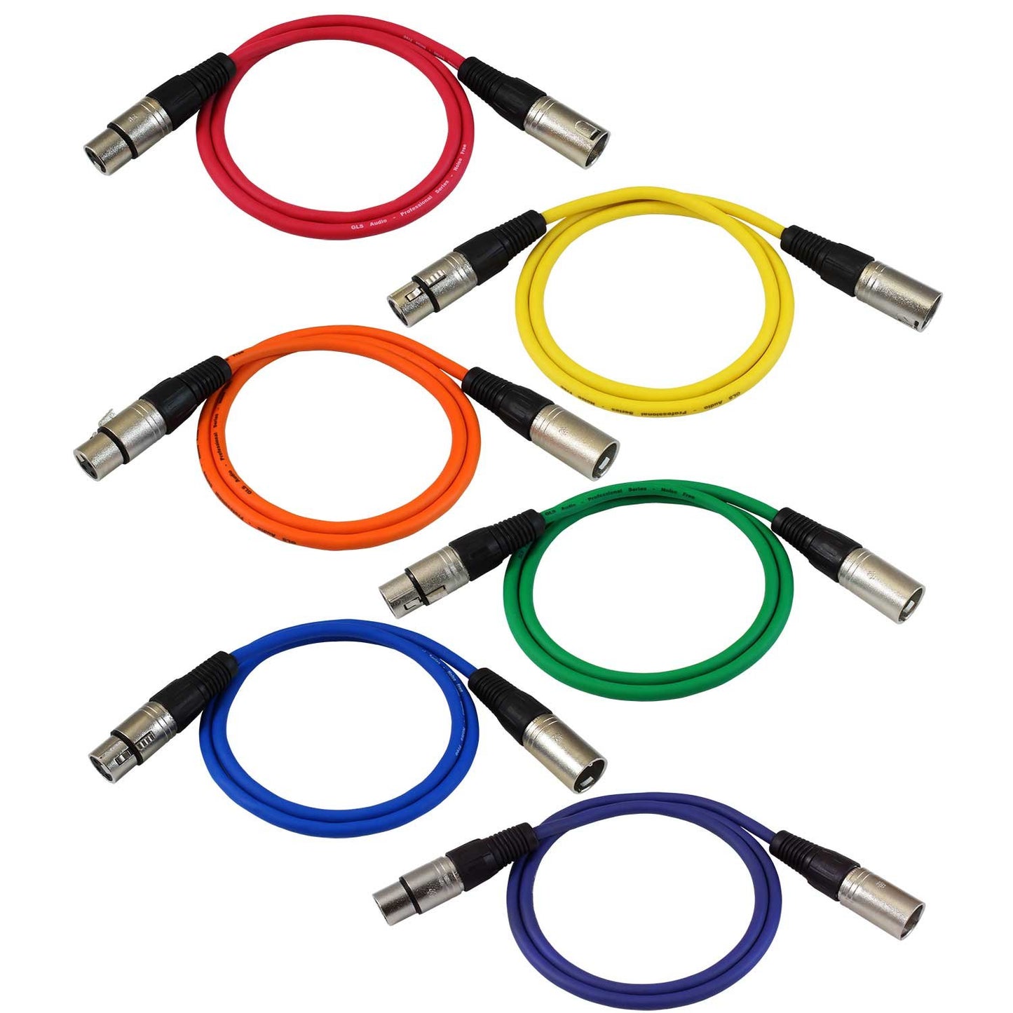 6 Pack Colorful XLR Cable - 5m Metres/2 Meters/1 Meters Premium XLR Male To XLR Female Microphone Cable (Green, Blue, Purple, Red, Yellow and Orange)