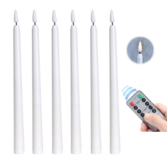 6 Pcs Flameless Taper Candle, 3D Wick Battery Operated Flickering Tall Candlesticks, Remote and Timer Optional