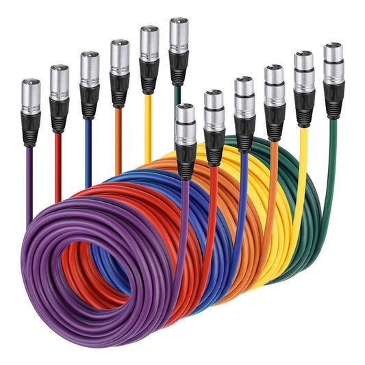 6 Pack Colorful XLR Cable - 5m Metres/2 Meters/1 Meters Premium XLR Male To XLR Female Microphone Cable (Green, Blue, Purple, Red, Yellow and Orange)