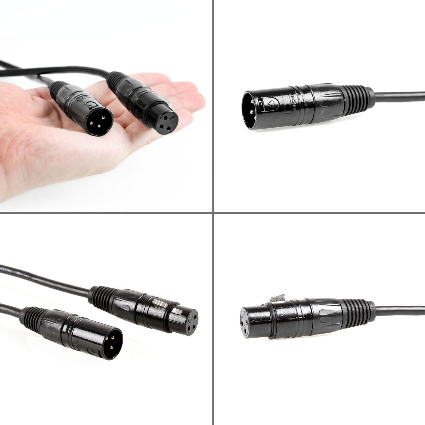 Pack of 6 Pcs Black 5 Meters /2 Meters/1 Meter XLR Cable - Premium XLR Male To XLR Female Microphone Cable DMX512