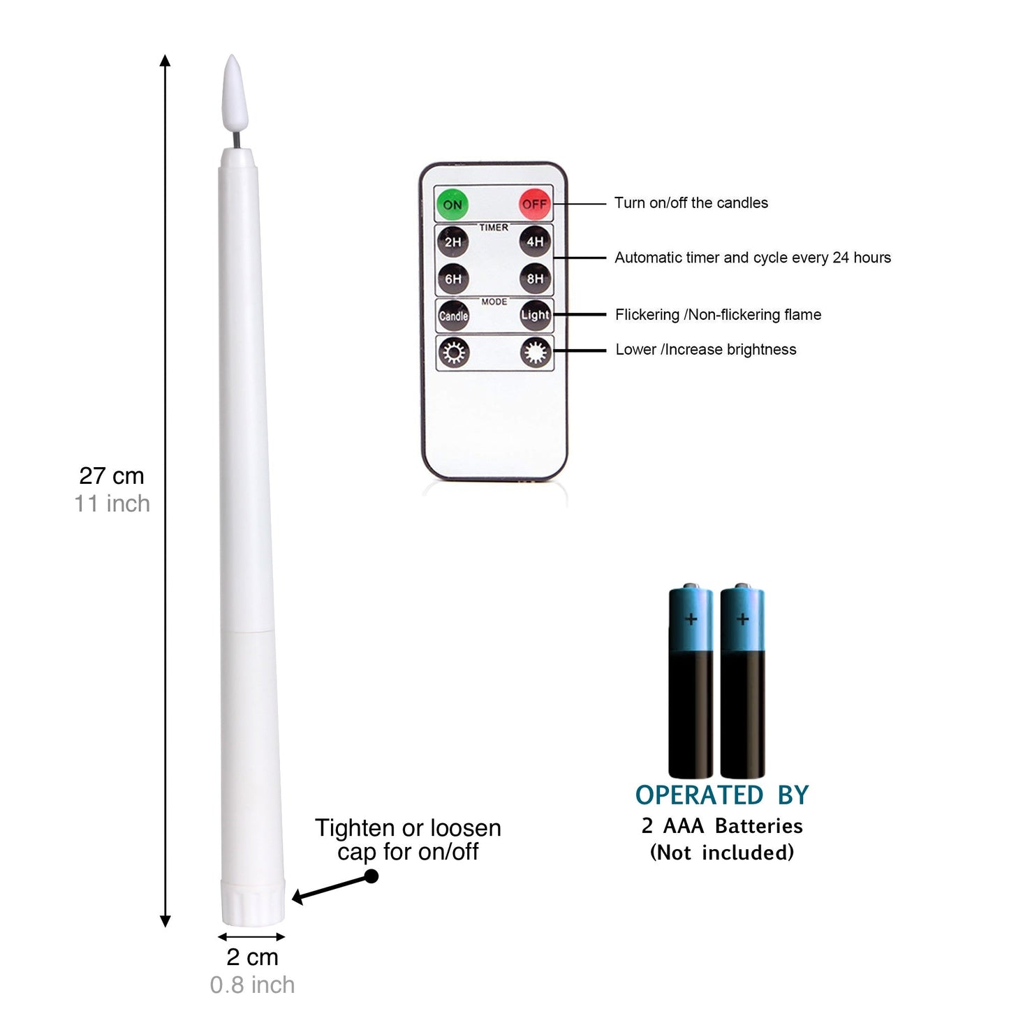 6 Pcs Flameless Taper Candle, 3D Wick Battery Operated Flickering Tall Candlesticks, Remote and Timer Optional