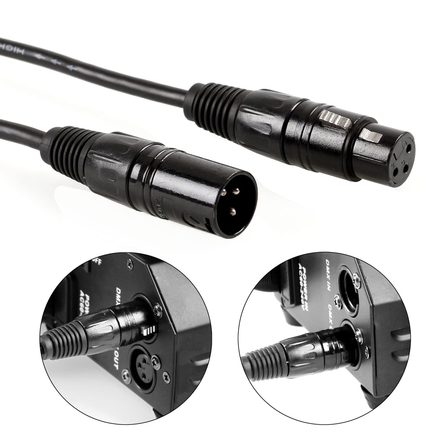 Pack of 6 Pcs Black 5 Meters /2 Meters/1 Meter XLR Cable - Premium XLR Male To XLR Female Microphone Cable DMX512