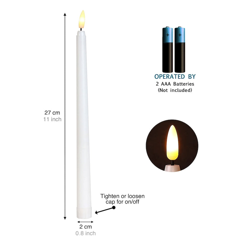 6 Pcs Flameless Taper Candle, 3D Wick Battery Operated Flickering Tall Candlesticks, Remote and Timer Optional